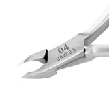 Ocho Pro Cuticle Nippers 04 Hand Polished Jaw 3.5mm - stainless-steel nippers with the cutting jaws visible on a white background