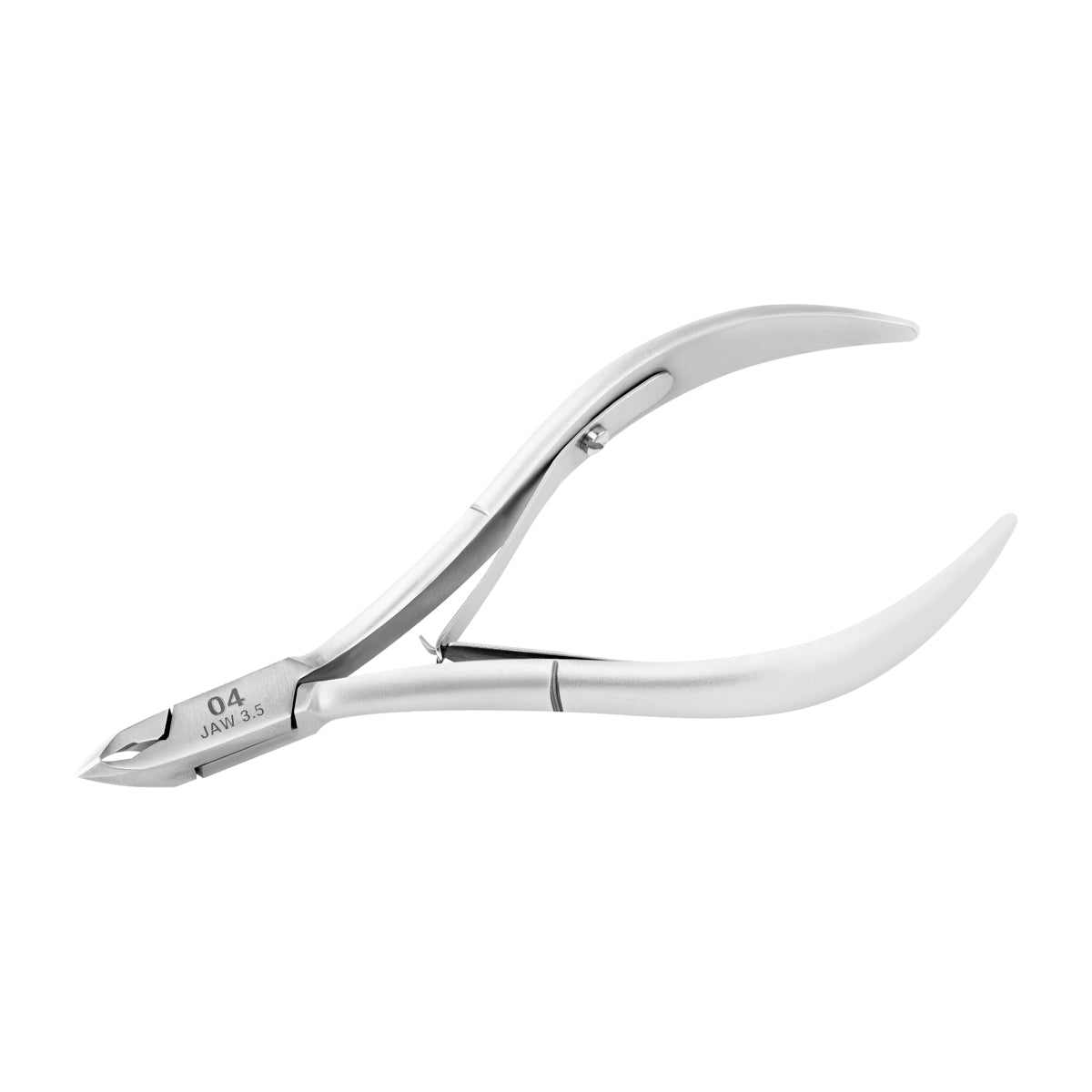 Ocho Pro Cuticle Nippers 04 Hand Polished Jaw 3.5mm - stainless-steel nippers with the cutting jaws visible on a white background