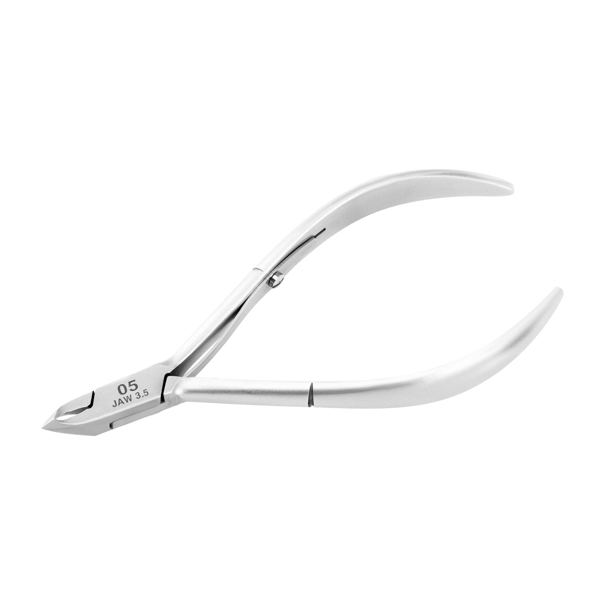 Ocho Pro Cuticle Nippers 05 Hand Polished Jaw 3.5mm - stainless-steel nippers with the cutting jaws visible on a white background
