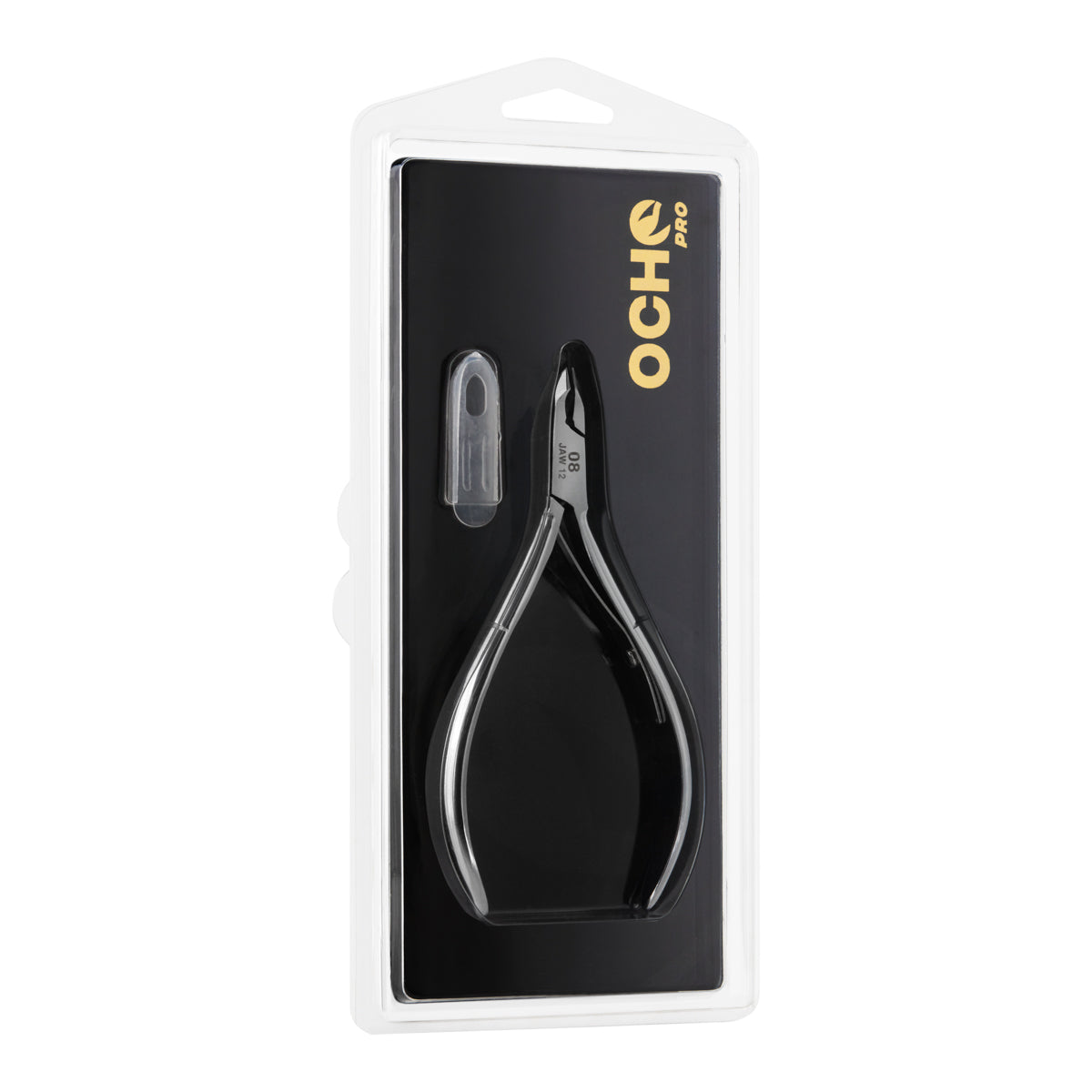 Ocho Pro Cuticle Nippers 08 Hand Polished Jaw 4mm - stainless-steel nippers with the cutting jaws visible on a white background