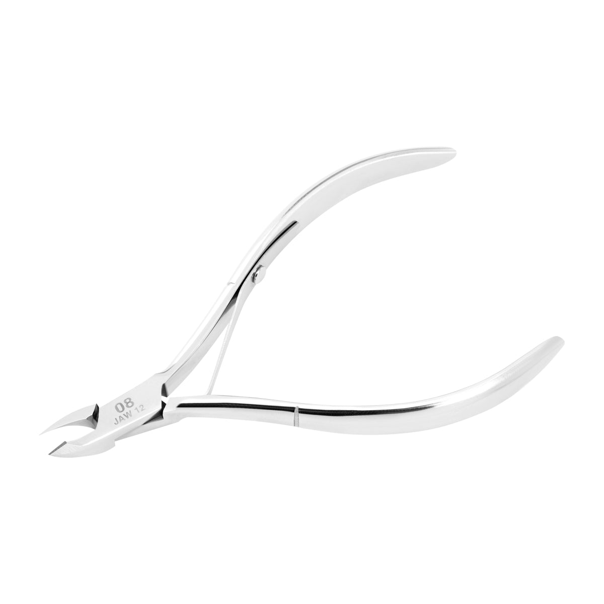 Ocho Pro Cuticle Nippers 08 Hand Polished Jaw 4mm - stainless-steel nippers with the cutting jaws visible on a white background