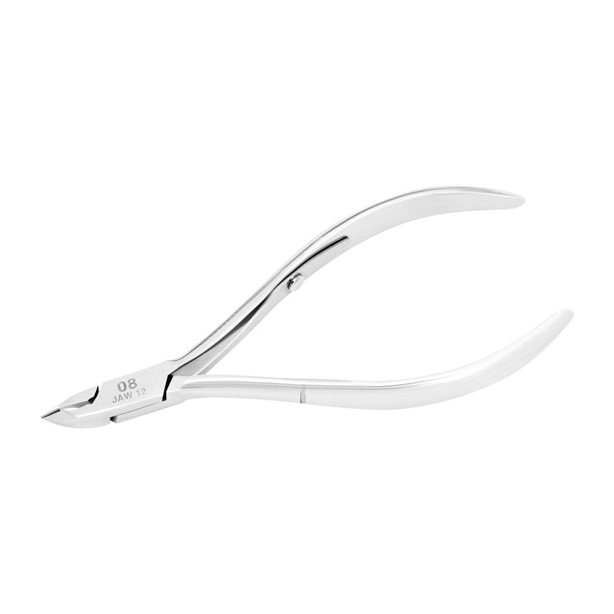 Ocho Pro Cuticle Nippers 08 Hand Polished Jaw 4mm - stainless-steel nippers with the cutting jaws visible on a white background