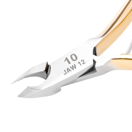 Ocho Pro Cuticle Nippers 10 Hand Polished Jaw 4mm - stainless-steel nippers with the cutting jaws visible on a white background
