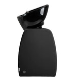 Omega Aqualina black backwash unit with the ceramic basin tilted forward