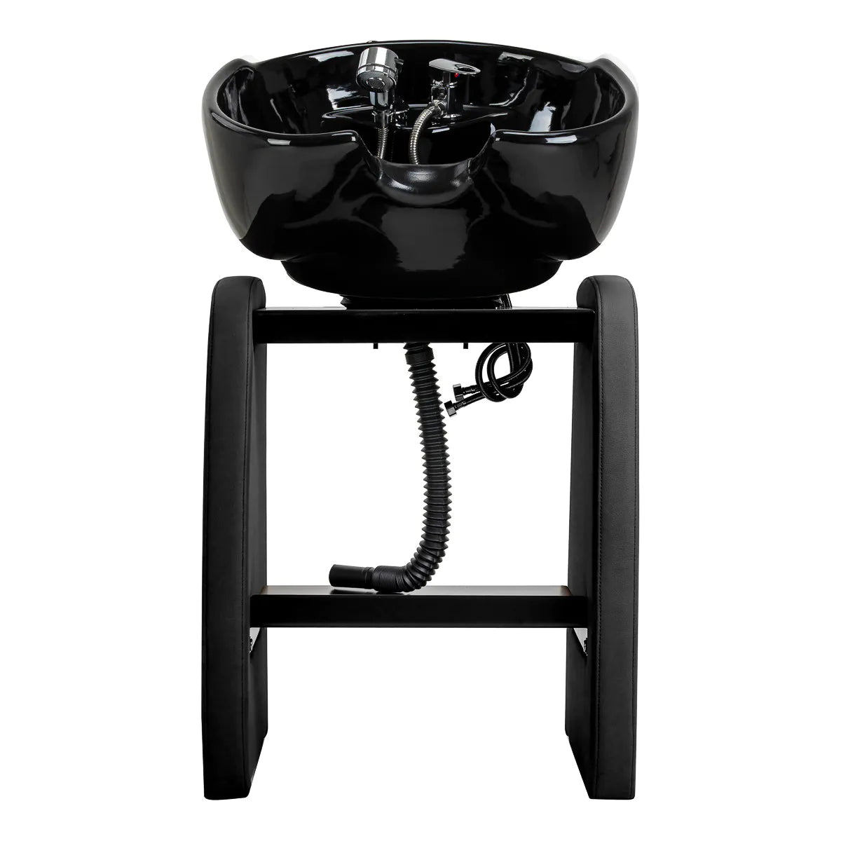 Omega Aqualina backwash unit showing the front frame and basin plumbing
