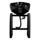 Omega Aqualina backwash unit showing the front frame and basin plumbing