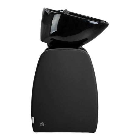 Omega Aqualina black freestanding hairdressing backwash unit, left side view
