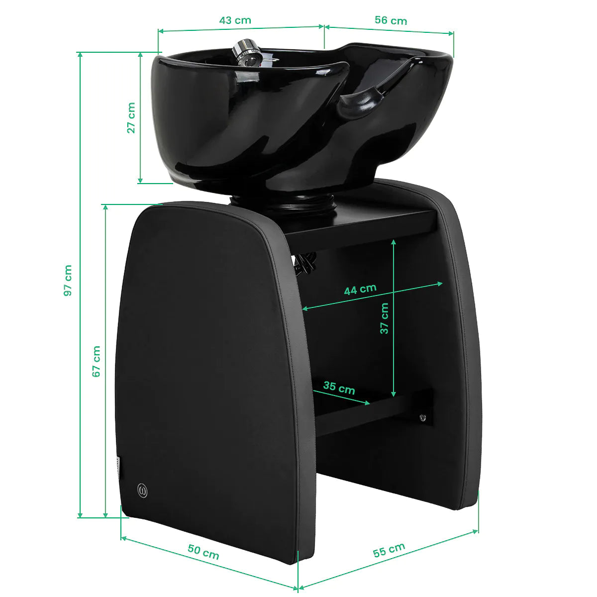 Omega Aqualina black backwash unit dimensions diagram