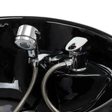 Chrome mixer tap and handheld shower head inside the Omega Aqualina basin