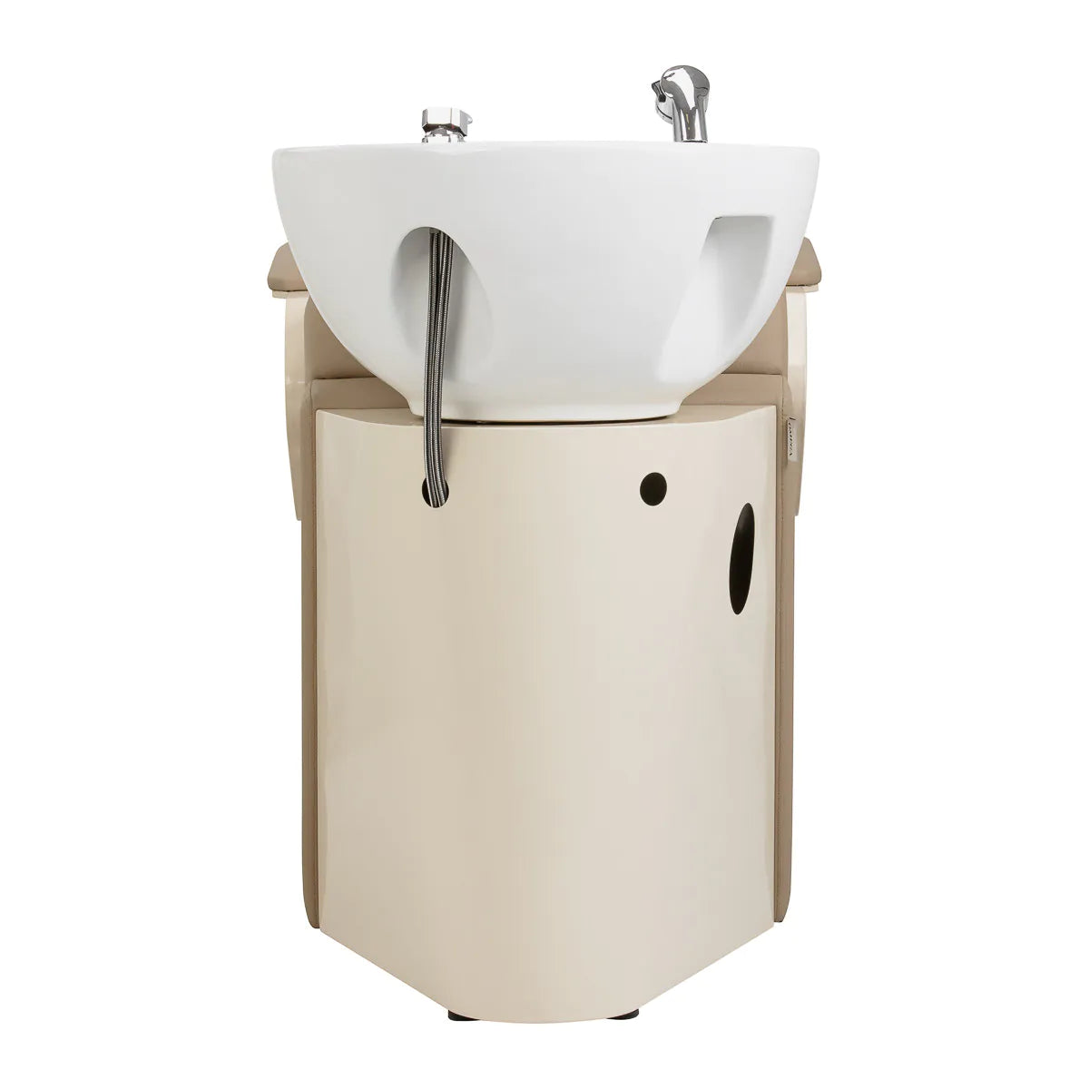 Omega Hairdressing Backwash Unit Marina Beige - side view of the complete wash unit