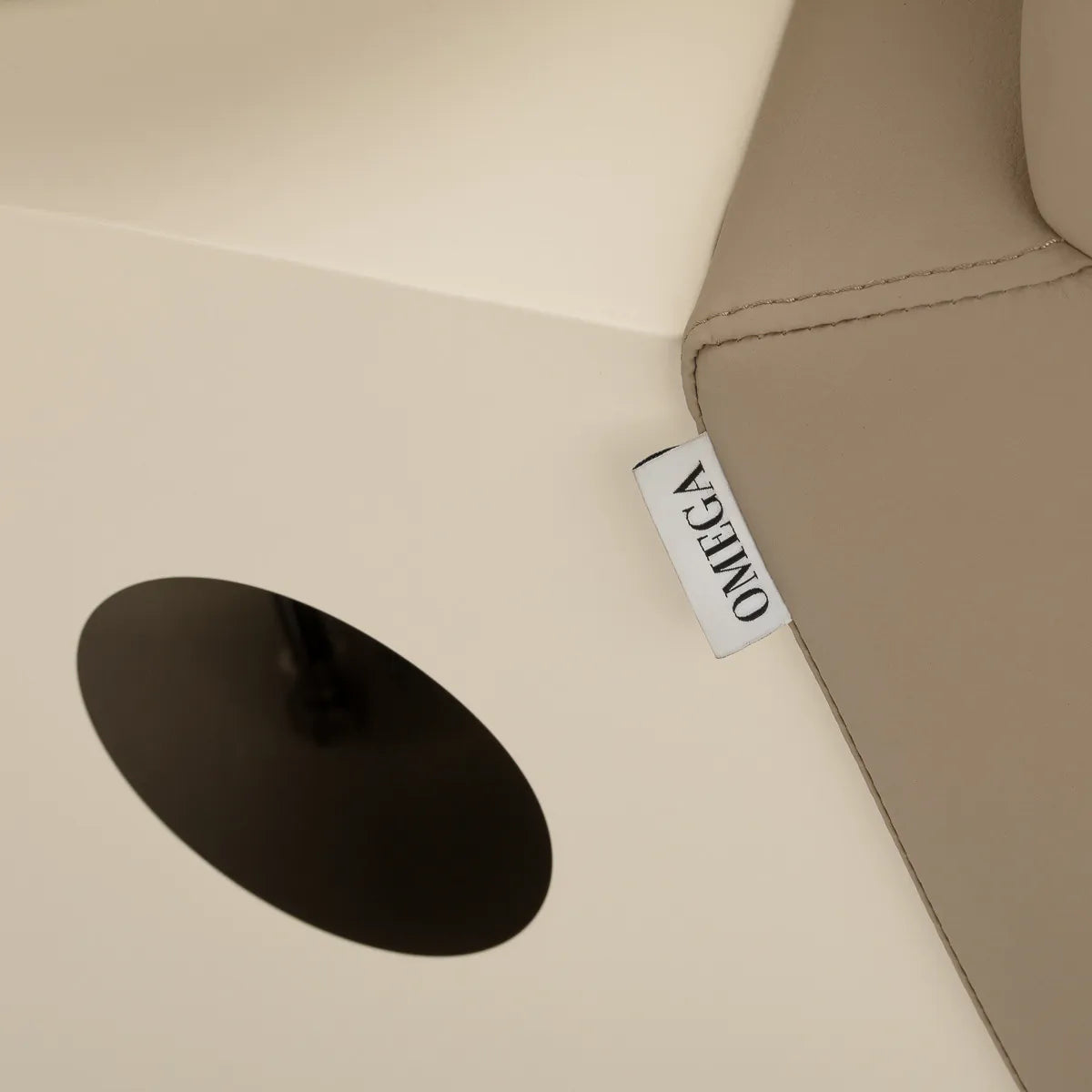 Omega Hairdressing Backwash Unit Marina Beige - close-up of the upholstery and construction details