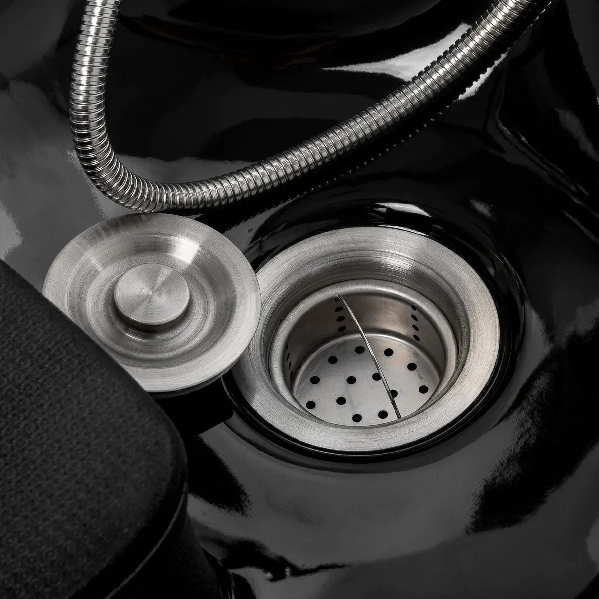 Omega Hairdressing Backwash Unit Marina Black - close-up of the upholstery and construction details