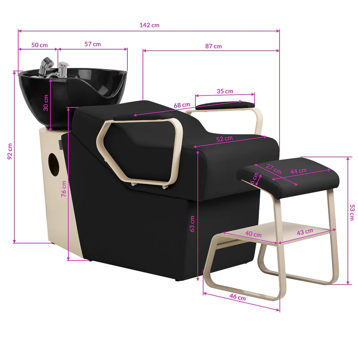 Omega Hairdressing Backwash Unit Marina Black - close-up of a functional part of the basin unit
