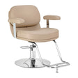 Omega Hairdressing Chair Astra Beige - angled front view on a white background