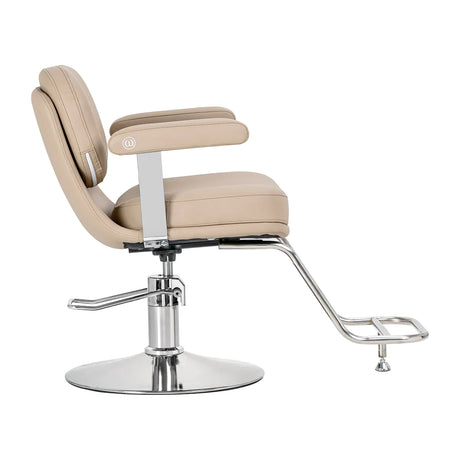 Omega Hairdressing Chair Astra Beige - side view on a white background