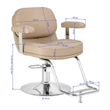 Omega Hairdressing Chair Astra Beige - close-up of the upholstery, frame and footrest details