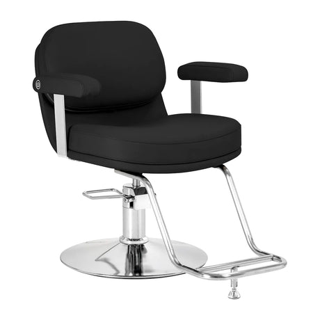 Omega Hairdressing Chair Astra Black - angled front view on a white background