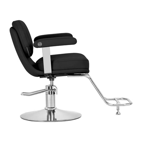 Omega Hairdressing Chair Astra Black - side view on a white background