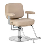 Omega Hairdressing Chair Astra Plus Beige - angled front view on a white background
