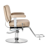 Omega Hairdressing Chair Astra Plus Beige - side view on a white background