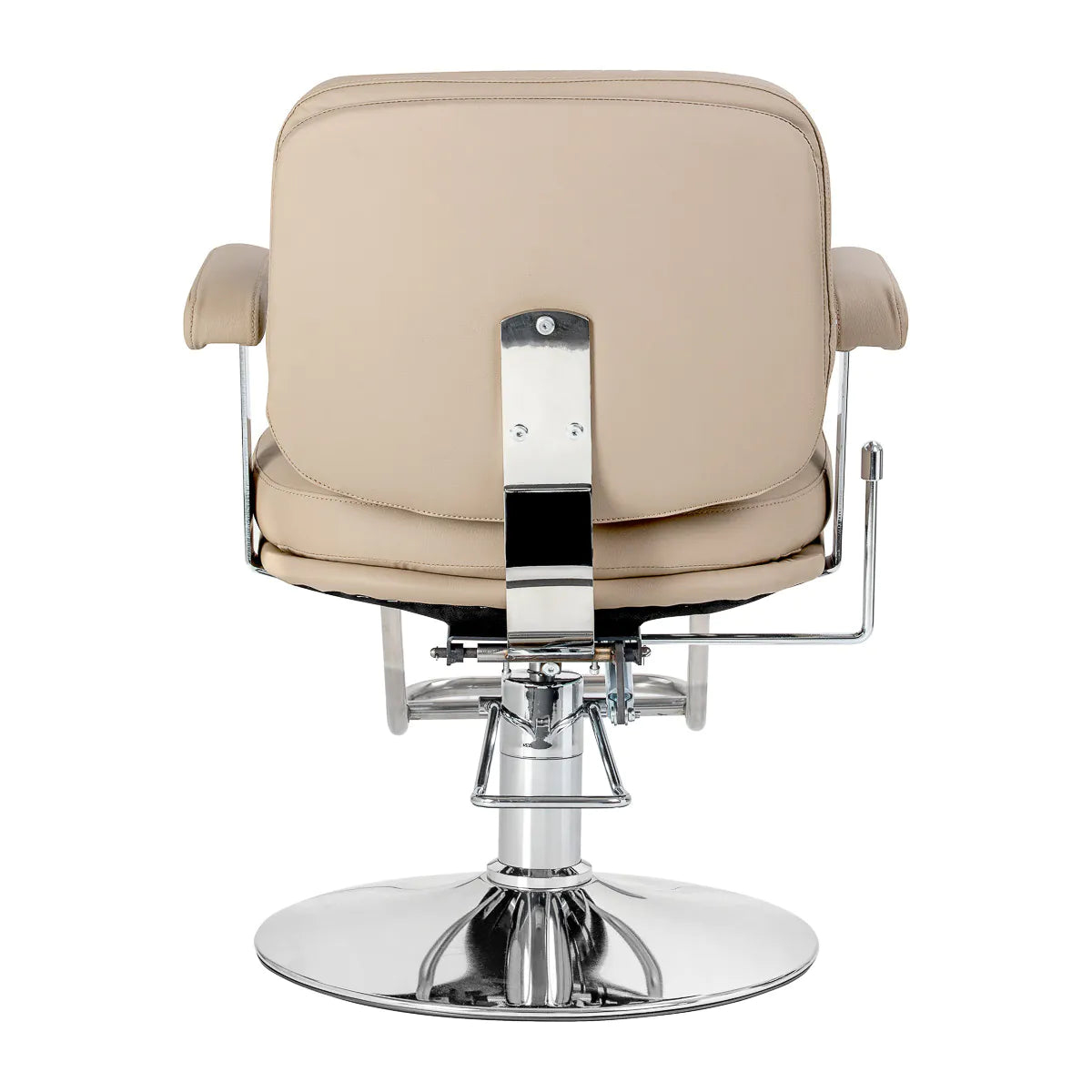 Omega Hairdressing Chair Astra Plus Beige - close-up of the upholstery, frame and footrest details