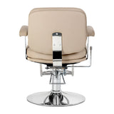 Omega Hairdressing Chair Astra Plus Beige - close-up of the upholstery, frame and footrest details