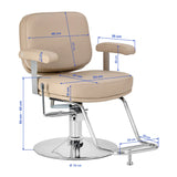 Omega Hairdressing Chair Astra Plus Beige - close-up of the upholstery, frame and footrest details