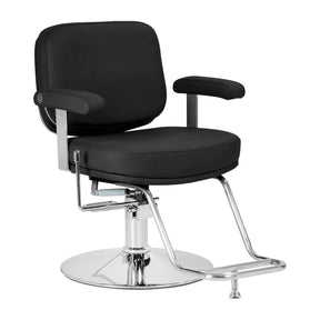 Omega Hairdressing Chair Astra Plus Black - angled front view on a white background