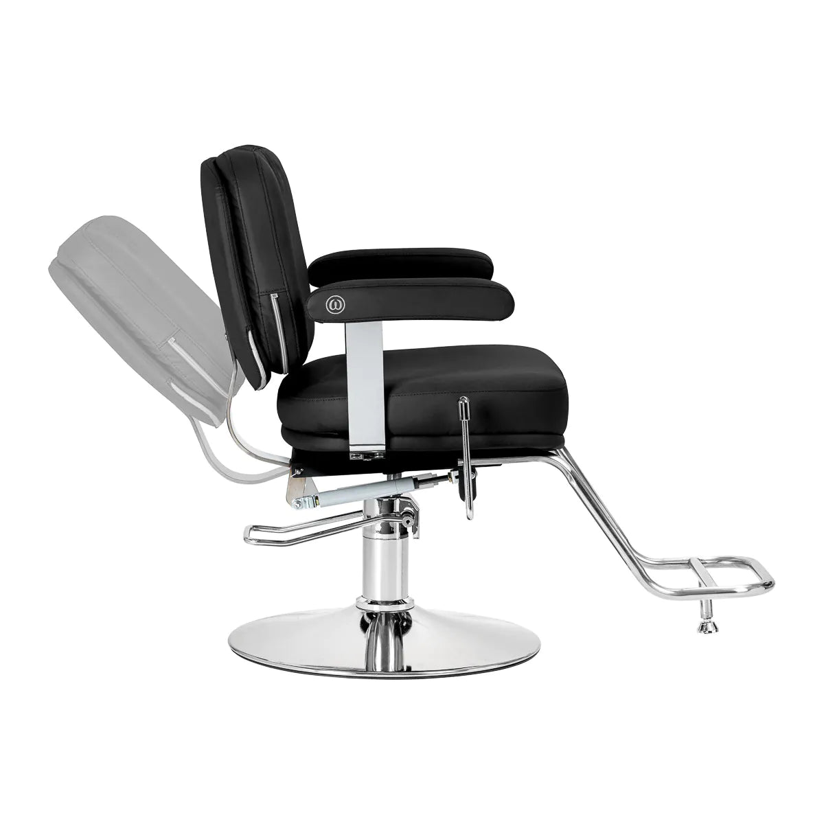 Omega Hairdressing Chair Astra Plus Black - front view on a white background