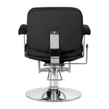 Omega Hairdressing Chair Astra Plus Black - close-up of the upholstery, frame and footrest details