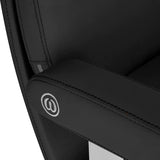 Omega Hairdressing Chair Astra Plus Black - close-up of the upholstery and construction details