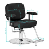Omega Hairdressing Chair Astra Plus Black - close-up of the upholstery, frame and footrest details