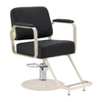 Omega Hairdressing Chair Aurora Black - angled front view on a white background