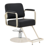 Omega Hairdressing Chair Aurora Black - angled front view on a white background