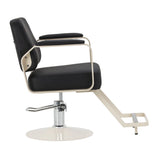 Omega Hairdressing Chair Aurora Black - side view on a white background