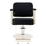 Omega Hairdressing Chair Aurora Black - front view on a white background
