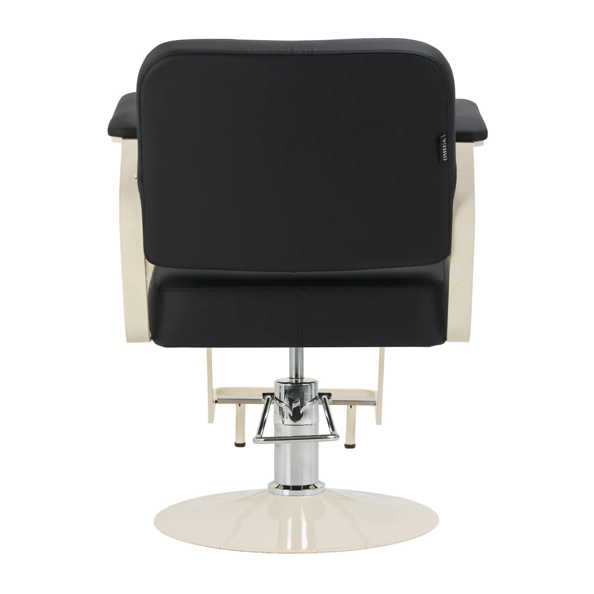 Omega Hairdressing Chair Aurora Black - rear view on a white background