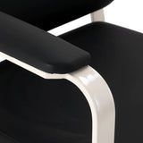 Omega Hairdressing Chair Aurora Black - close-up of the upholstery and construction details
