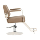 Omega Hairdressing Chair Aurora Light Brown - side view on a white background