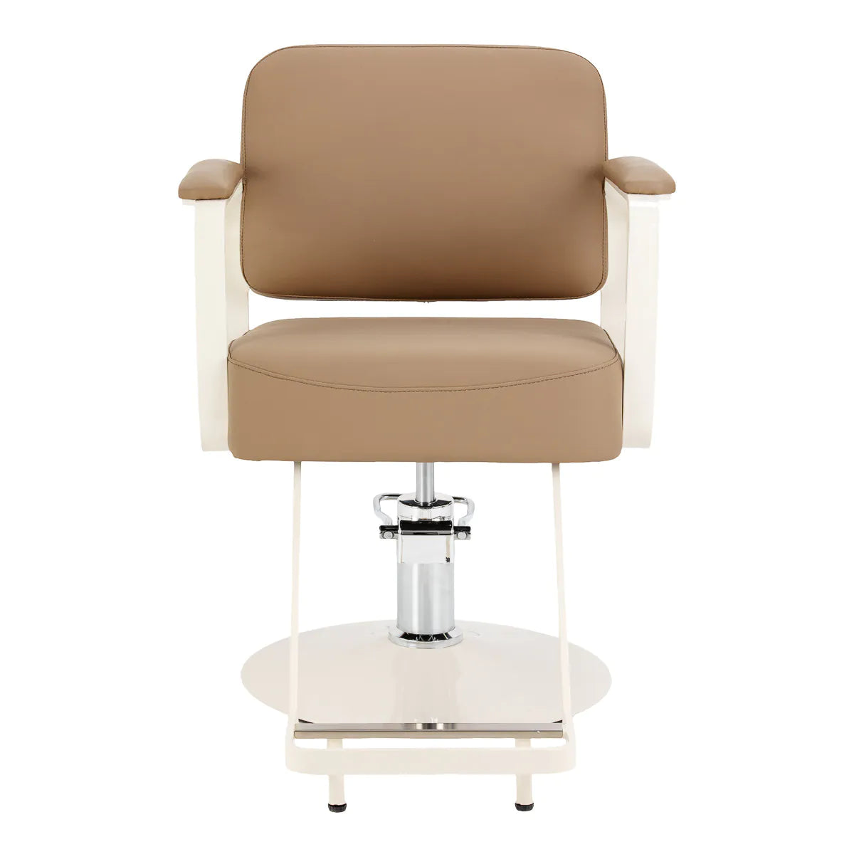 Omega Hairdressing Chair Aurora Light Brown - front view on a white background