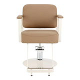 Omega Hairdressing Chair Aurora Light Brown - front view on a white background