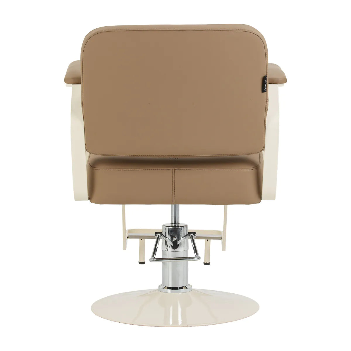 Omega Hairdressing Chair Aurora Light Brown - rear view on a white background