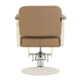Omega Hairdressing Chair Aurora Light Brown - rear view on a white background