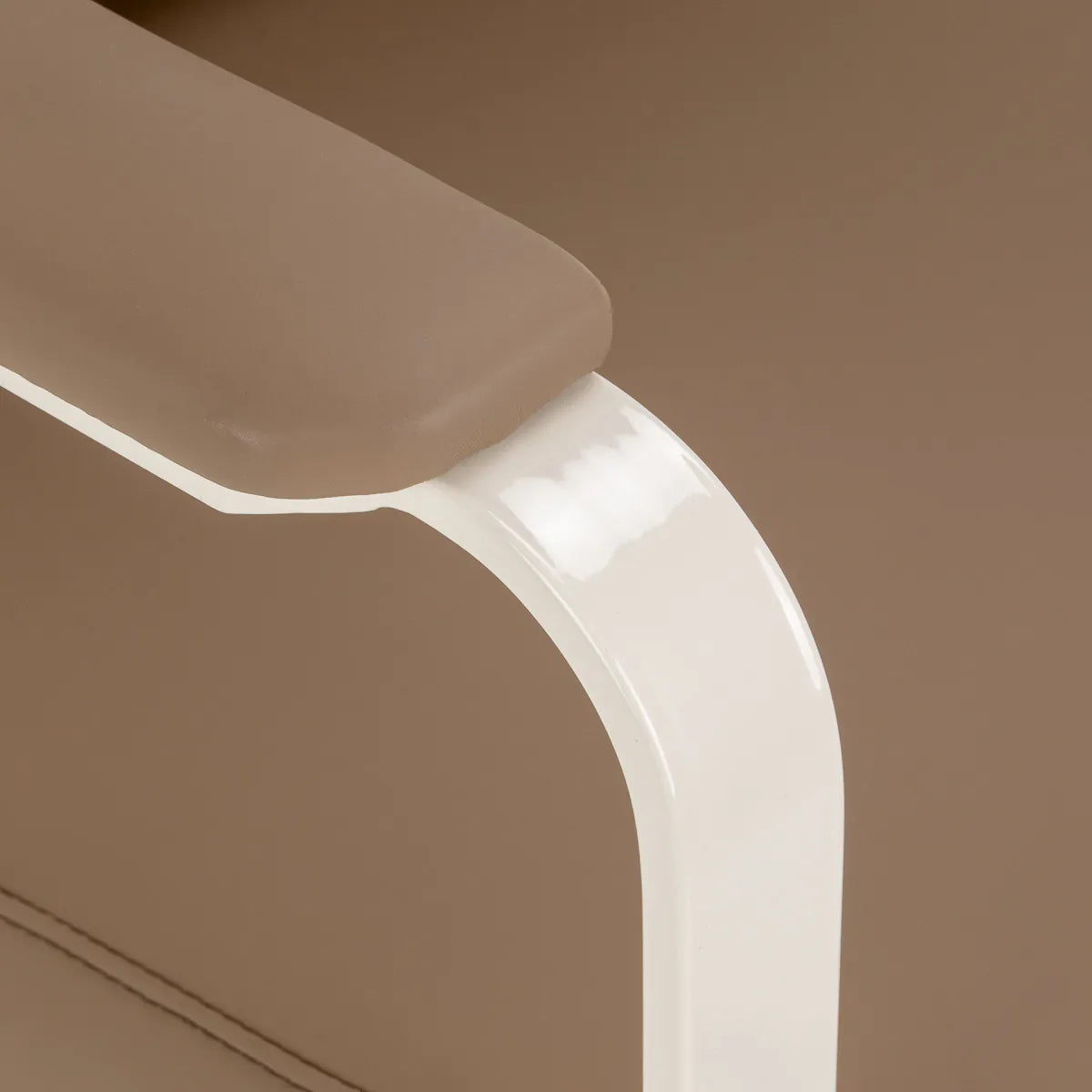 Omega Hairdressing Chair Aurora Light Brown - close-up of the upholstery and construction details