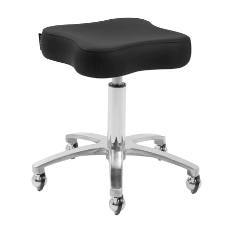 Omega Supremo Swivel Stool Black & Silver - full product view at an angle on a white background