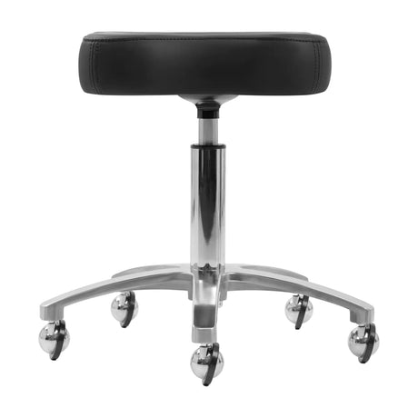 Omega Supremo Swivel Stool Black & Silver - full product view on a white background