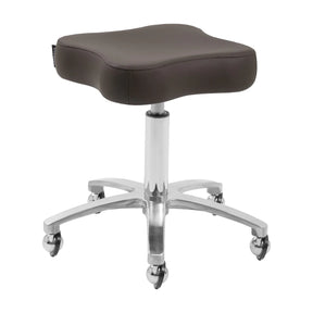 Omega Supremo Swivel Stool Brown & Silver - full product view at an angle on a white background