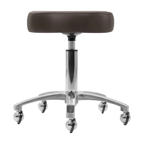 Omega Supremo Swivel Stool Brown & Silver - full product view on a white background