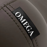 Omega Supremo Swivel Stool Brown & Silver - close-up of the upholstery and construction details