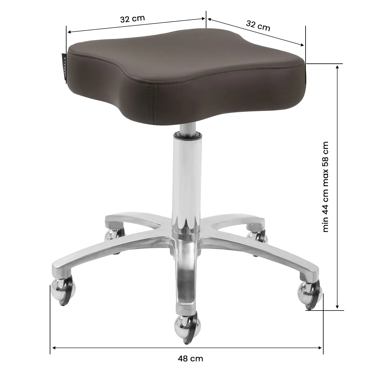 Omega Supremo Swivel Stool Brown & Silver - full product view on a white background